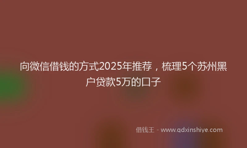 向微信借钱的方式2025年推荐，梳理5个苏州黑户贷款5万的口子
