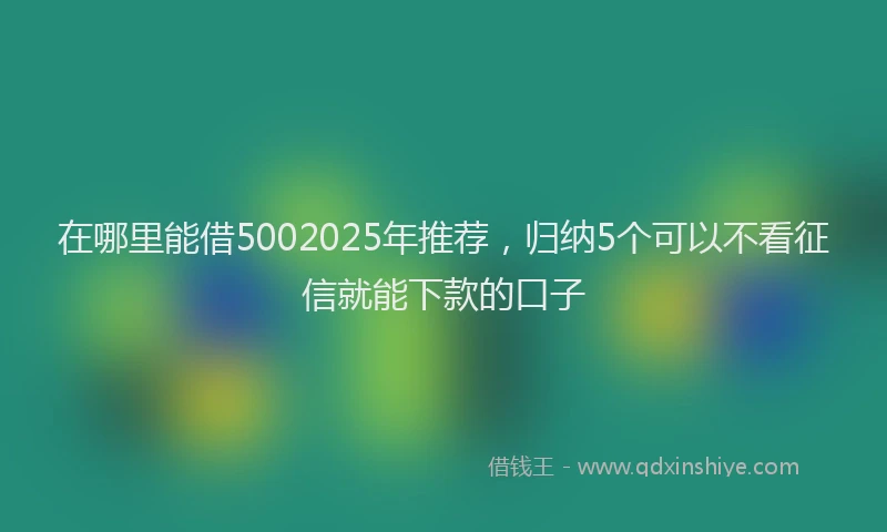 在哪里能借5002025年推荐，归纳5个可以不看征信就能下款的口子