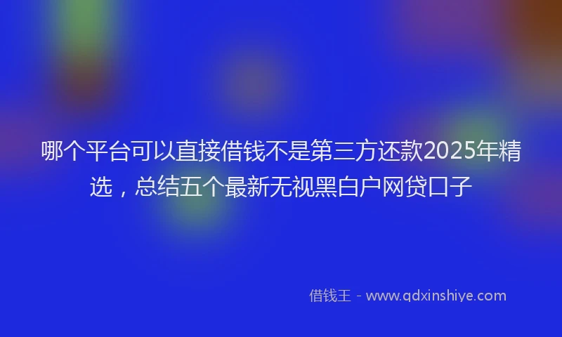 哪个平台可以直接借钱不是第三方还款2025年精选，总结五个最新无视黑白户网贷口子