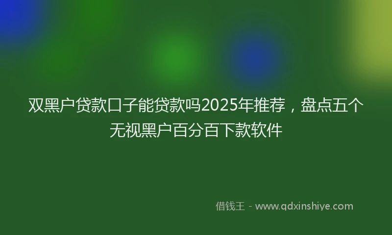 双黑户贷款口子能贷款吗2025年推荐，盘点五个无视黑户百分百下款软件
