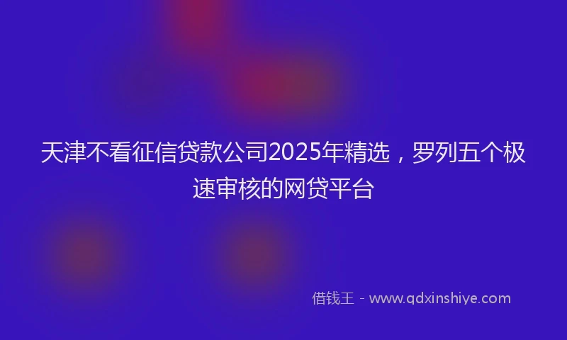 天津不看征信贷款公司2025年精选，罗列五个极速审核的网贷平台