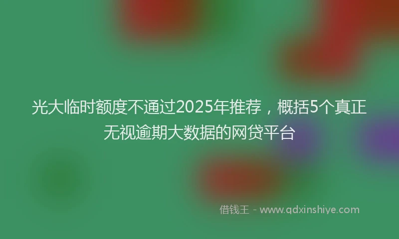 光大临时额度不通过2025年推荐，概括5个真正无视逾期大数据的网贷平台