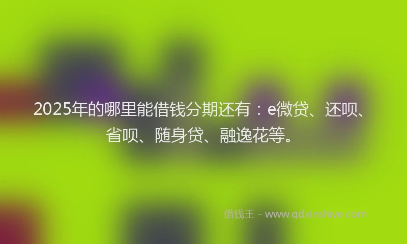 2025年的哪里能借钱分期还有：e微贷、还呗、省呗、随身贷、融逸花等。