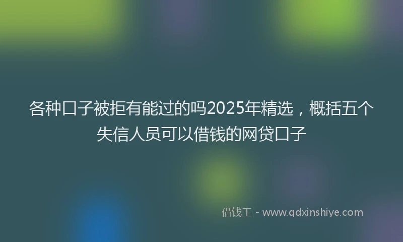 各种口子被拒有能过的吗2025年精选，概括五个失信人员可以借钱的网贷口子