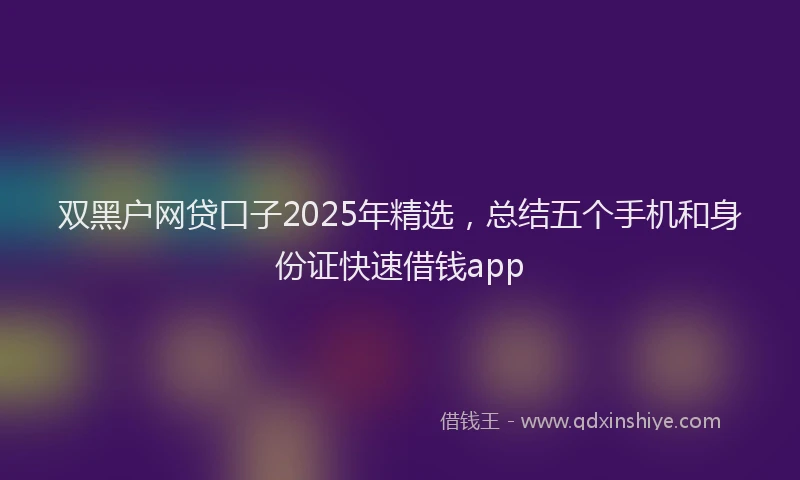 双黑户网贷口子2025年精选，总结五个手机和身份证快速借钱app