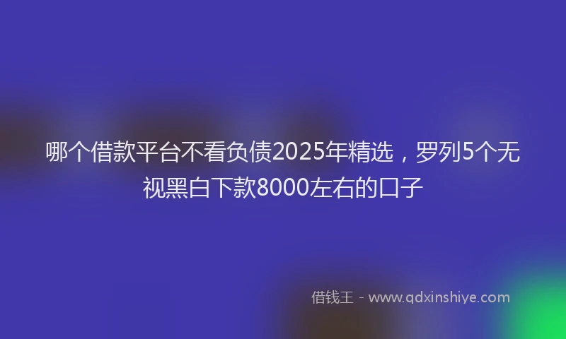 哪个借款平台不看负债2025年精选，罗列5个无视黑白下款8000左右的口子