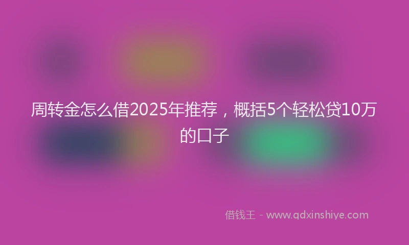 周转金怎么借2025年推荐，概括5个轻松贷10万的口子