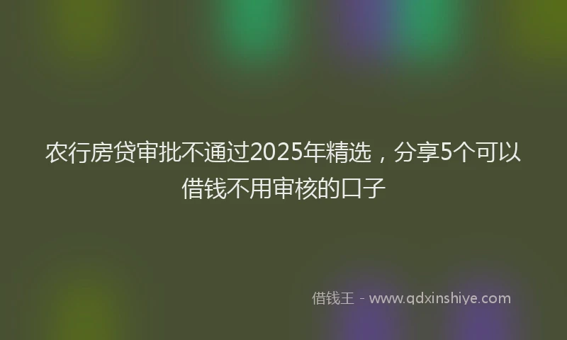农行房贷审批不通过2025年精选，分享5个可以借钱不用审核的口子
