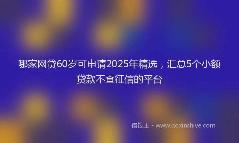 哪家网贷60岁可申请2025年精选，汇总5个小额贷款不查征信的平台