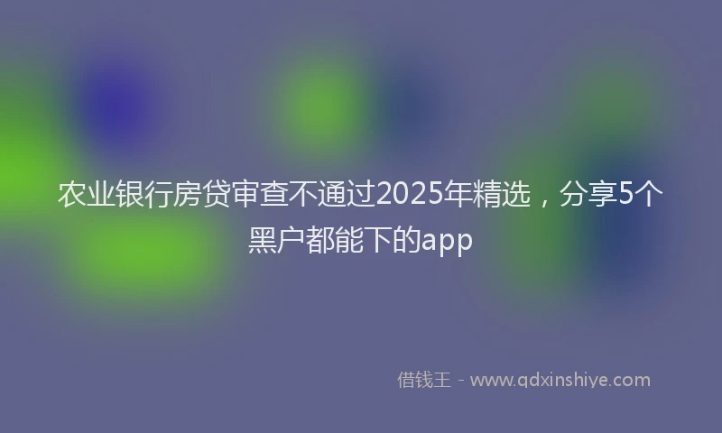 农业银行房贷审查不通过2025年精选，分享5个黑户都能下的app