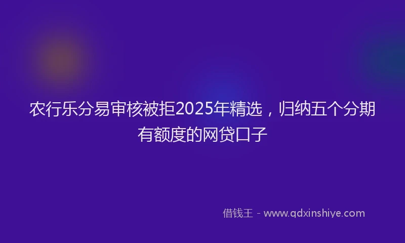 农行乐分易审核被拒2025年精选，归纳五个分期有额度的网贷口子