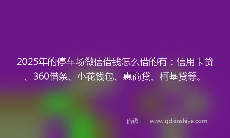 2025年的停车场微信借钱怎么借的有：信用卡贷、360借条、小花钱包、惠商贷、柯基贷等。