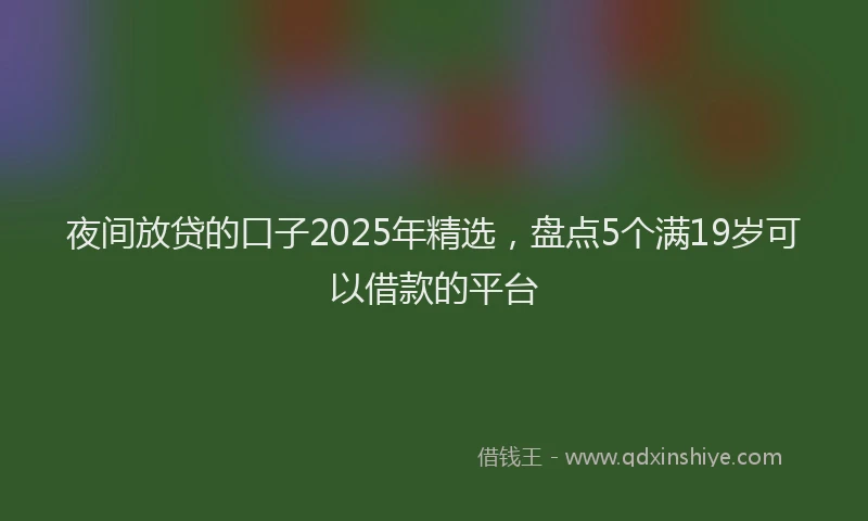 夜间放贷的口子2025年精选，盘点5个满19岁可以借款的平台