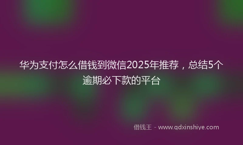 华为支付怎么借钱到微信2025年推荐，总结5个逾期必下款的平台
