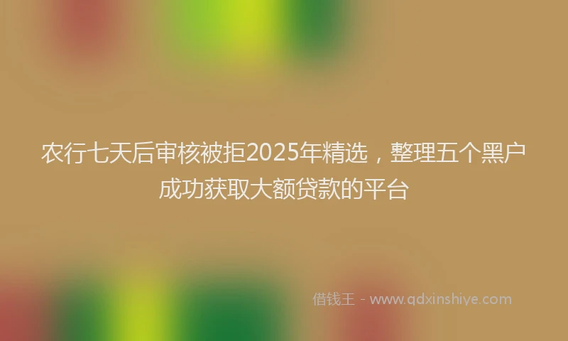 农行七天后审核被拒2025年精选，整理五个黑户成功获取大额贷款的平台