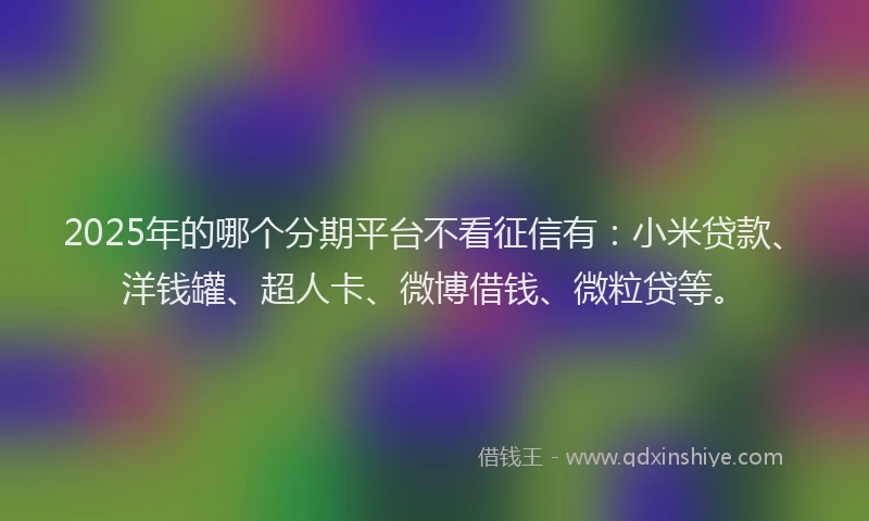 2025年的哪个分期平台不看征信有：小米贷款、洋钱罐、超人卡、微博借钱、微粒贷等。