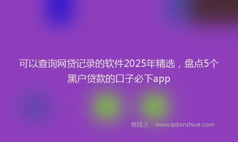 可以查询网贷记录的软件2025年精选，盘点5个黑户贷款的口子必下app