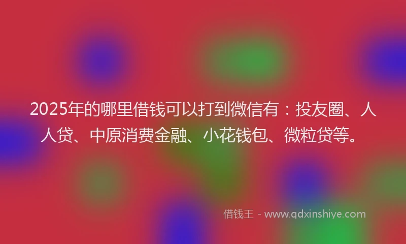 2025年的哪里借钱可以打到微信有：投友圈、人人贷、中原消费金融、小花钱包、微粒贷等。