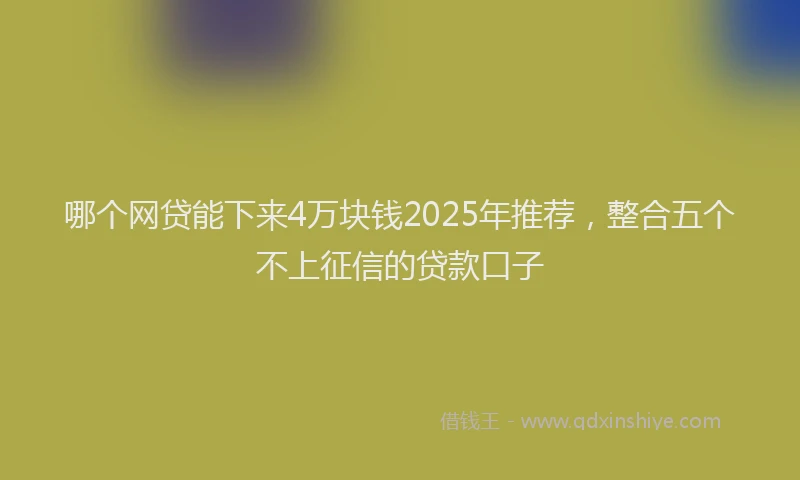 哪个网贷能下来4万块钱2025年推荐，整合五个不上征信的贷款口子