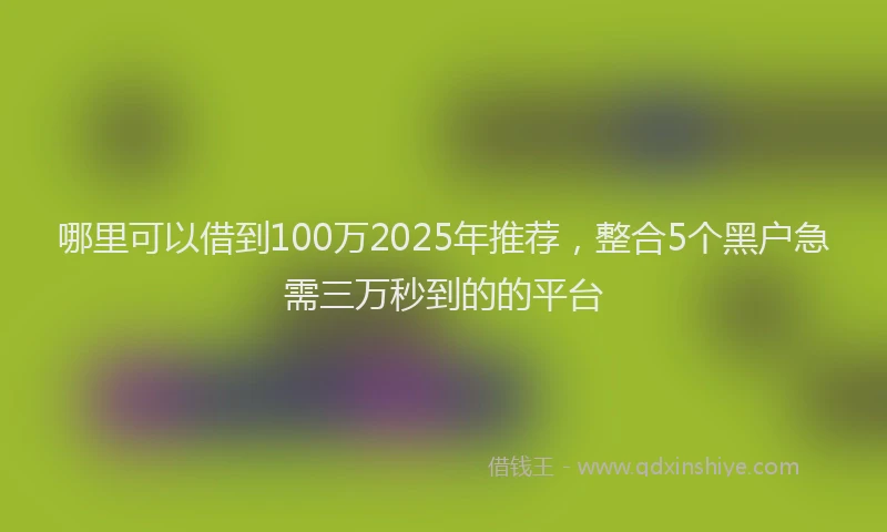 哪里可以借到100万2025年推荐，整合5个黑户急需三万秒到的的平台