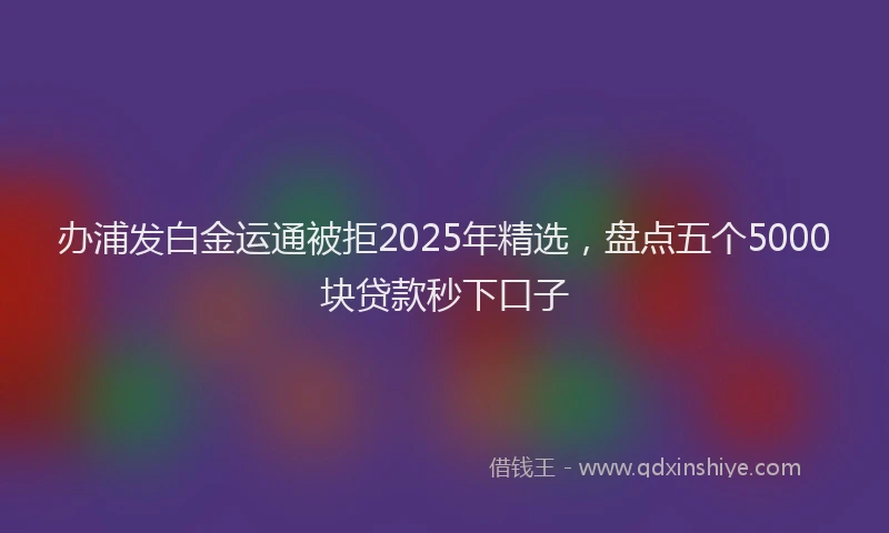 办浦发白金运通被拒2025年精选，盘点五个5000块贷款秒下口子