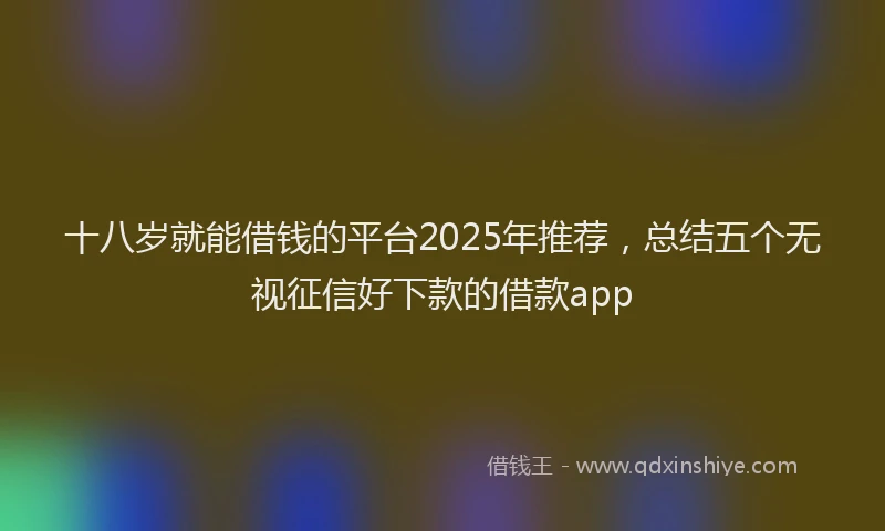 十八岁就能借钱的平台2025年推荐，总结五个无视征信好下款的借款app