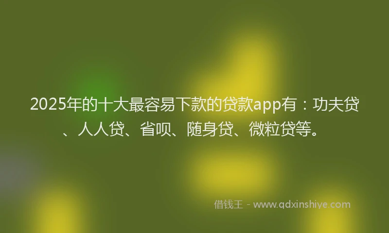 2025年的十大最容易下款的贷款app有：功夫贷、人人贷、省呗、随身贷、微粒贷等。