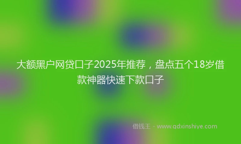 大额黑户网贷口子2025年推荐，盘点五个18岁借款神器快速下款口子