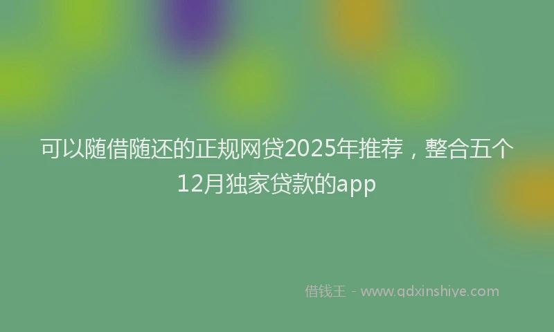 可以随借随还的正规网贷2025年推荐，整合五个12月独家贷款的app