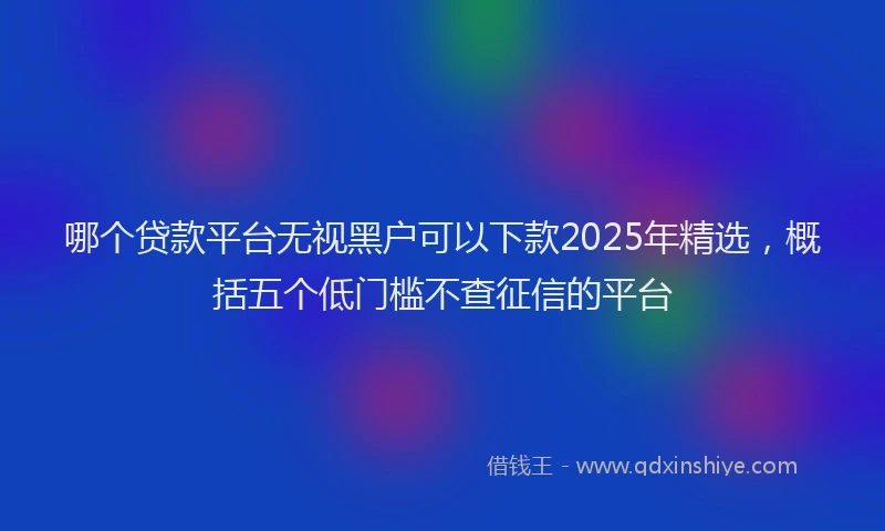 哪个贷款平台无视黑户可以下款2025年精选，概括五个低门槛不查征信的平台