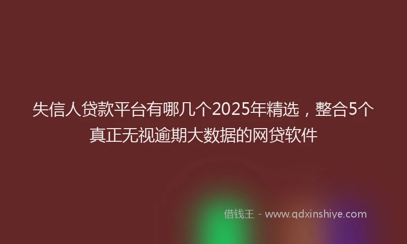 失信人贷款平台有哪几个2025年精选，整合5个真正无视逾期大数据的网贷软件