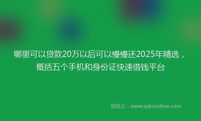 哪里可以贷款20万以后可以慢慢还2025年精选，概括五个手机和身份证快速借钱平台