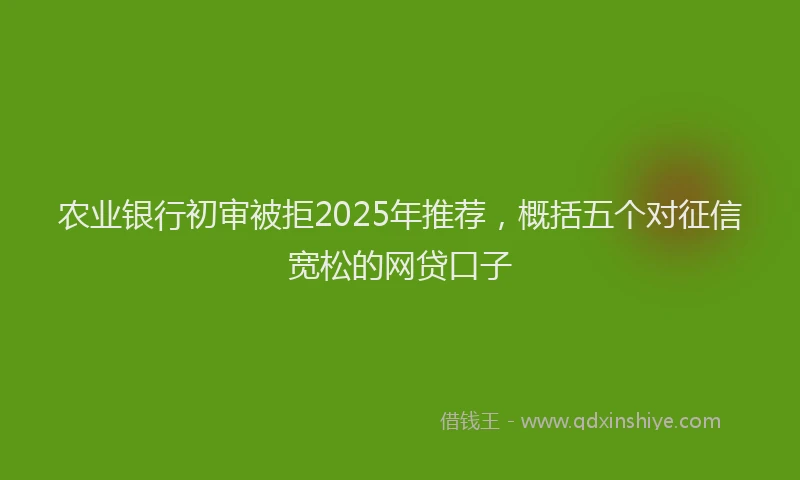 农业银行初审被拒2025年推荐，概括五个对征信宽松的网贷口子