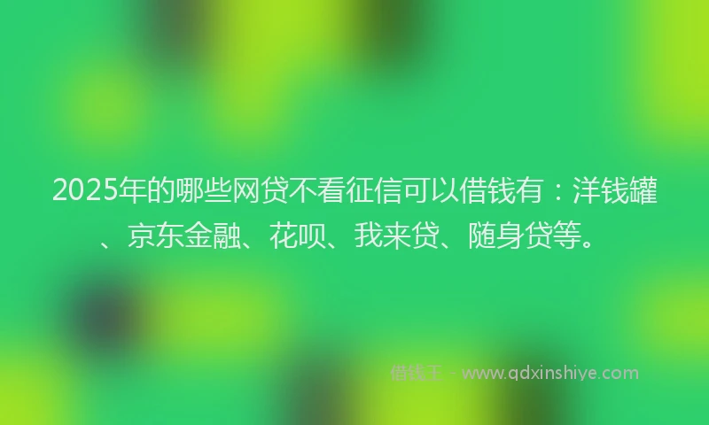 2025年的哪些网贷不看征信可以借钱有：洋钱罐、京东金融、花呗、我来贷、随身贷等。
