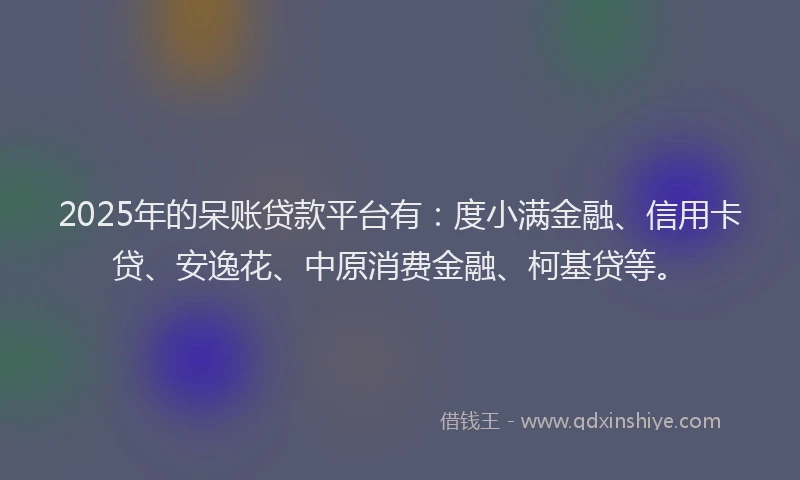 2025年的呆账贷款平台有：度小满金融、信用卡贷、安逸花、中原消费金融、柯基贷等。