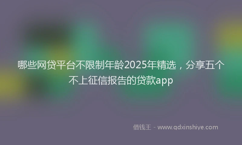 哪些网贷平台不限制年龄2025年精选，分享五个不上征信报告的贷款app
