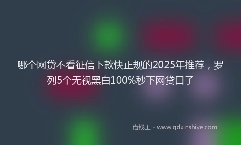 哪个网贷不看征信下款快正规的2025年推荐，罗列5个无视黑白100%秒下网贷口子