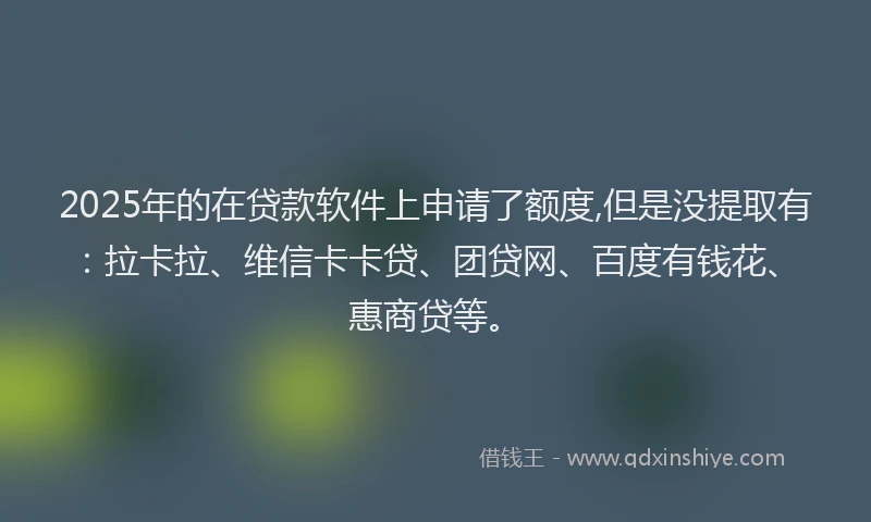2025年的在贷款软件上申请了额度,但是没提取有：拉卡拉、维信卡卡贷、团贷网、百度有钱花、惠商贷等。