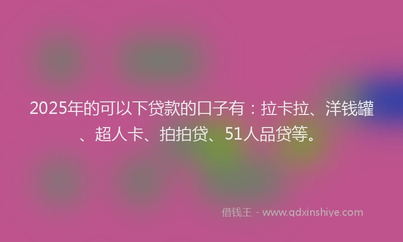 2025年的可以下贷款的口子有：拉卡拉、洋钱罐、超人卡、拍拍贷、51人品贷等。