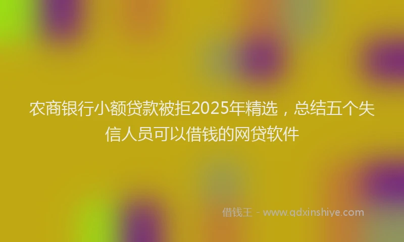 农商银行小额贷款被拒2025年精选，总结五个失信人员可以借钱的网贷软件