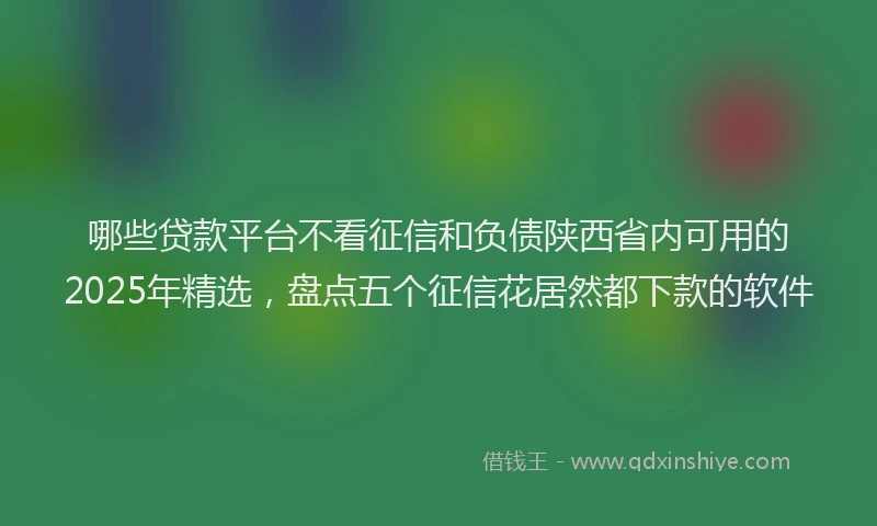 哪些贷款平台不看征信和负债陕西省内可用的2025年精选，盘点五个征信花居然都下款的软件