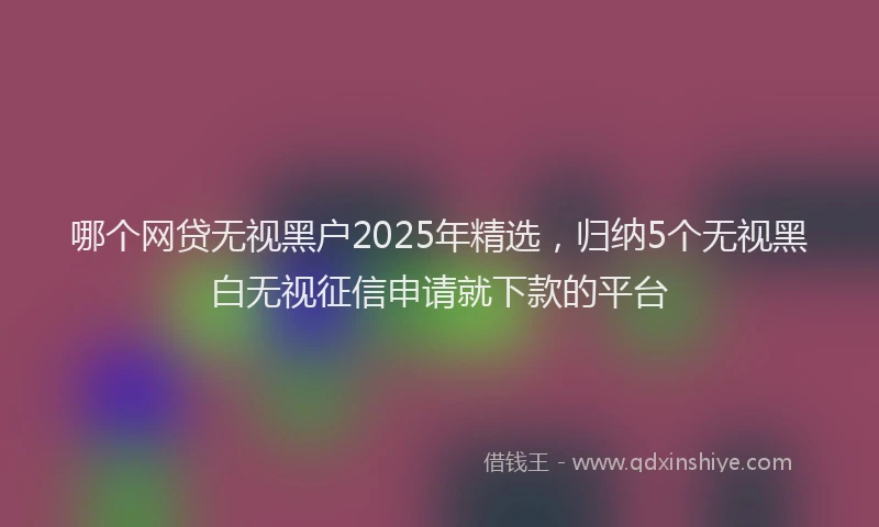 哪个网贷无视黑户2025年精选，归纳5个无视黑白无视征信申请就下款的平台