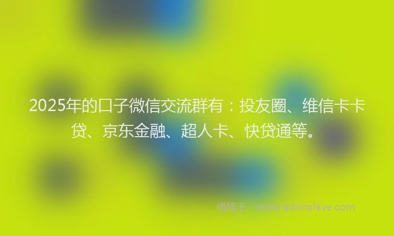 2025年的口子微信交流群有：投友圈、维信卡卡贷、京东金融、超人卡、快贷通等。