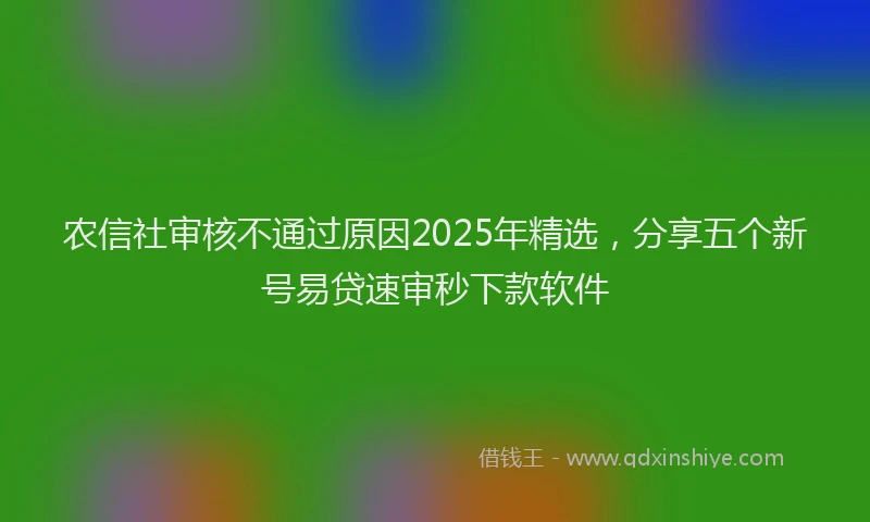 农信社审核不通过原因2025年精选，分享五个新号易贷速审秒下款软件