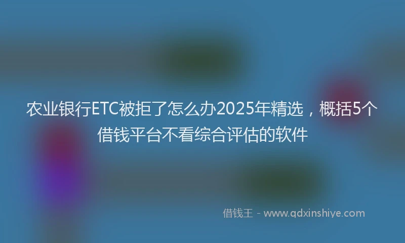 农业银行ETC被拒了怎么办2025年精选，概括5个借钱平台不看综合评估的软件