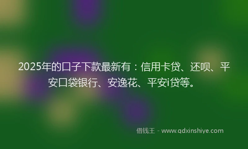 2025年的口子下款最新有：信用卡贷、还呗、平安口袋银行、安逸花、平安i贷等。