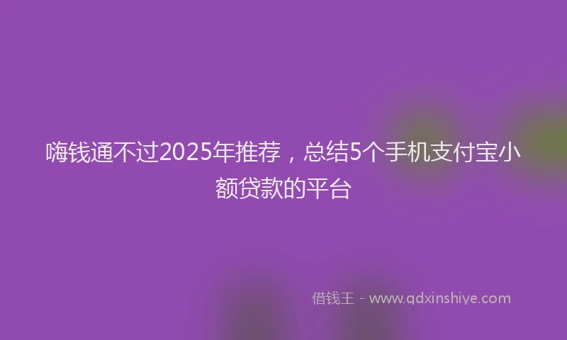 嗨钱通不过2025年推荐，总结5个手机支付宝小额贷款的平台