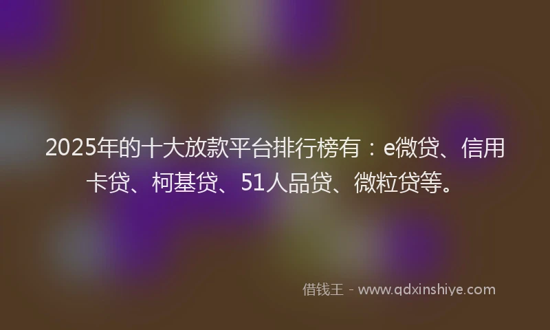 2025年的十大放款平台排行榜有：e微贷、信用卡贷、柯基贷、51人品贷、微粒贷等。