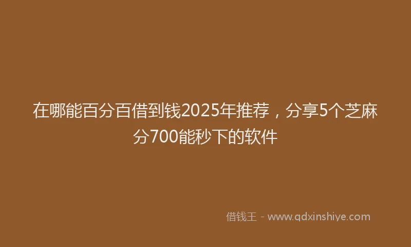在哪能百分百借到钱2025年推荐，分享5个芝麻分700能秒下的软件