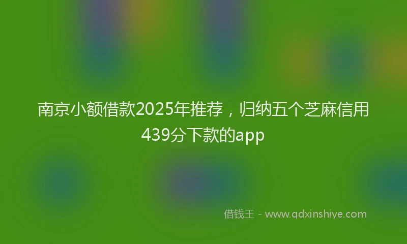 南京小额借款2025年推荐，归纳五个芝麻信用439分下款的app